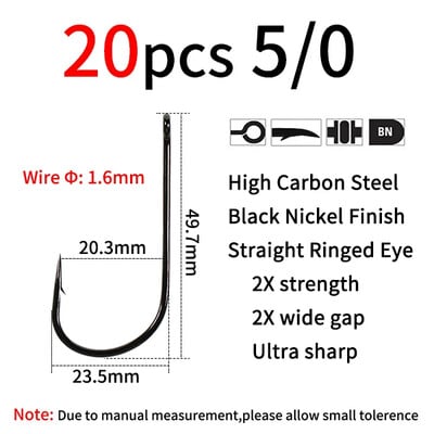 Elllv 1/0 - 8/0 Cârlig Aberdeen cu tijă scurtă și gură largă Cârlig de pescuit cu apă sărată 2X rezistență și decalaj Sabiki Rigs Cârlig pentru zburătoare mare