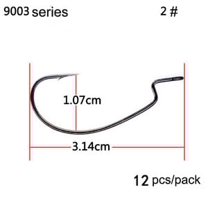 BKK 9003 Seria 8-12 buc/pachet Cârlige offset cu deschidere lată Cârlig cu vierme de pescuit pentru momeală moale cu vierme Bas ghimpat crap manivelă cârlig de pescuit