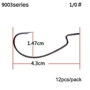BKK 9003 Seria 8-12 buc/pachet Cârlige offset cu deschidere lată Cârlig cu vierme de pescuit pentru momeală moale cu vierme Bas ghimpat crap manivelă cârlig de pescuit