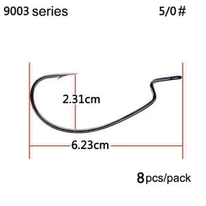 BKK 9003 Seria 8-12 buc/pachet Cârlige offset cu deschidere lată Cârlig cu vierme de pescuit pentru momeală moale cu vierme Bas ghimpat crap manivelă cârlig de pescuit