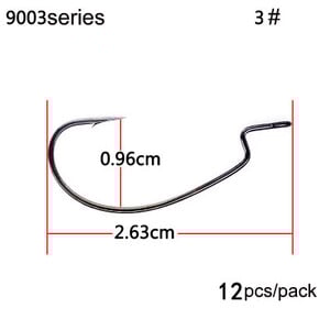 BKK 9003 Seria 8-12 buc/pachet Cârlige offset cu deschidere lată Cârlig cu vierme de pescuit pentru momeală moale cu vierme Bas ghimpat crap manivelă cârlig de pescuit