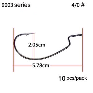 BKK 9003 Seria 8-12 buc/pachet Cârlige offset cu deschidere lată Cârlig cu vierme de pescuit pentru momeală moale cu vierme Bas ghimpat crap manivelă cârlig de pescuit