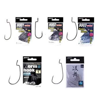 BKK 9003 Series 8-12 τμχ/συσκευασία Wide Gape Offset Hooks Fishing Worm Hook For Soft Worm Lure Bass Barbbed Carp Crank Fishing Hook