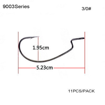 BKK 9003 Seria 8-12 buc/pachet Cârlige offset cu deschidere lată Cârlig cu vierme de pescuit pentru momeală moale cu vierme Bas ghimpat crap manivelă cârlig de pescuit