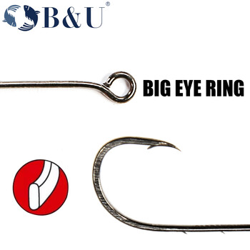 B&U 20 τμχ μεγάλα μάτια ring barb Άγκιστρο ψαρέματος Ανθρακούχο ατσάλι Μονοί γάντζοι Αντιμετώπιση σκουληκιών Άγκιστρα ψαρέματος Μαλακά σκουλήκια Άγκιστρα από χάλυβα υψηλής περιεκτικότητας σε άνθρακα