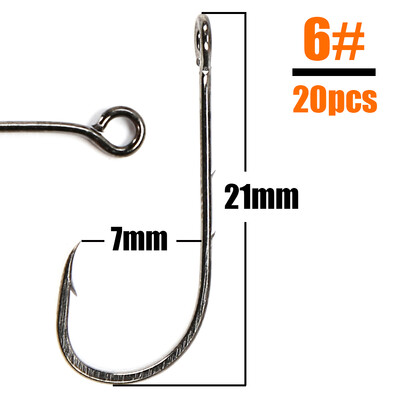 B&U 20 vnt. didelių akių žiedinė spygliuoklė Žvejybos kabliukas Anglinis plienas Vienviečiai kabliukai, reikmenys sliekiniams kabliukai Žvejybos minkšti sliekiniai kabliukai iš anglies plieno