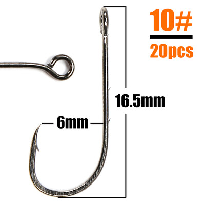 B&U 20 vnt. didelių akių žiedinė spygliuoklė Žvejybos kabliukas Anglinis plienas Vienviečiai kabliukai, reikmenys sliekiniams kabliukai Žvejybos minkšti sliekiniai kabliukai iš anglies plieno