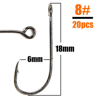 B&U 20 vnt. didelių akių žiedinė spygliuoklė Žvejybos kabliukas Anglinis plienas Vienviečiai kabliukai, reikmenys sliekiniams kabliukai Žvejybos minkšti sliekiniai kabliukai iš anglies plieno