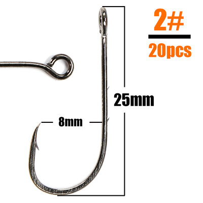 B&U 20 vnt. didelių akių žiedinė spygliuoklė Žvejybos kabliukas Anglinis plienas Vienviečiai kabliukai, reikmenys sliekiniams kabliukai Žvejybos minkšti sliekiniai kabliukai iš anglies plieno