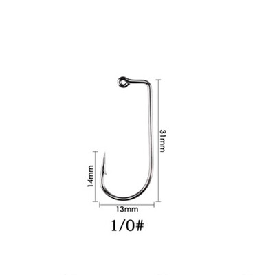 50 buc cârlig din oțel cu conținut ridicat de carbon, negru, 90 de grade, Aberdeen, jig offset, legarea muștelor, cârlige de pescuit cu sârmă puternică, accesorii pentru oceanul de mare