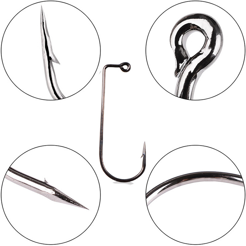 50 buc cârlig din oțel cu conținut ridicat de carbon, negru, 90 de grade, Aberdeen, jig offset, legarea muștelor, cârlige de pescuit cu sârmă puternică, accesorii pentru oceanul de mare