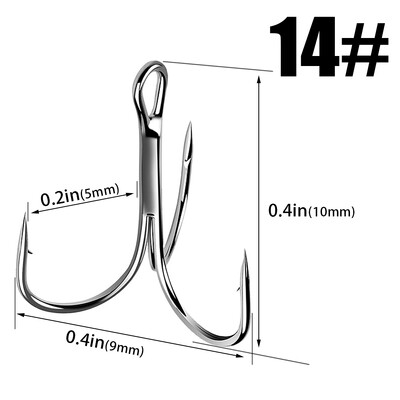 15 ks/sada 13ME Tri háčiky 1/2/4/6/8/10/12/# Čierny nikel Rybársky háčik Trojháčiky Prevrátené háčiky Okrúhle Ohybné Trojháčiky Bass Gamakatsu