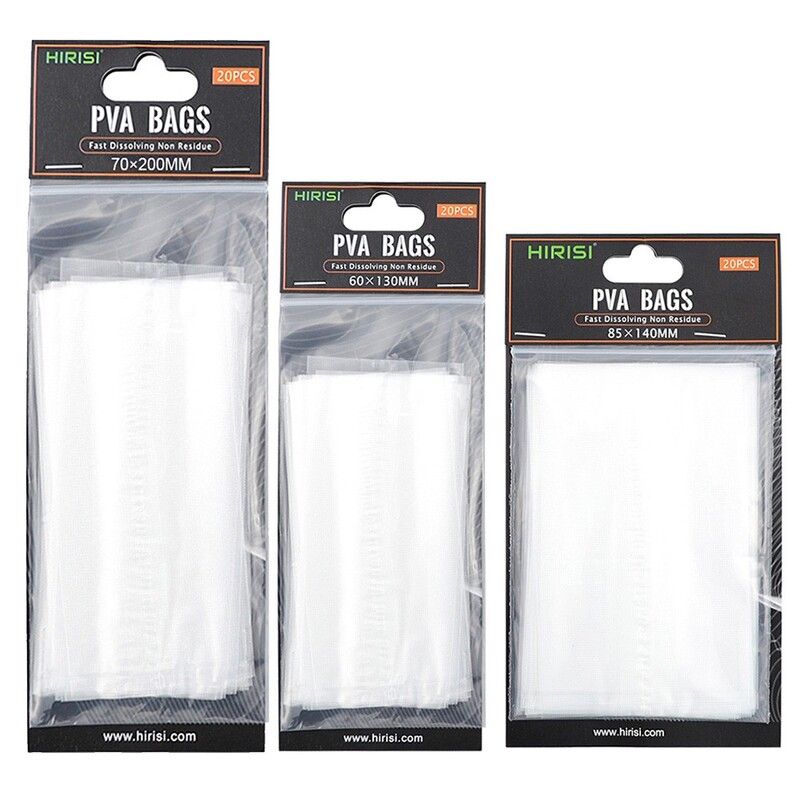 20db Ponty horgász PVA táska horgászfelszereléshez Kiegészítő Ponty Bojlik és Pellet Gyorsan Oldódó PVA zsákok Ideális pontyhorgászáshoz