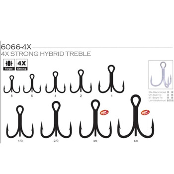 BKK 6066-4X-NP UltraAntirust Treble Hook BT663-UA Triple Fishing Hook 1/0 - 8# Fishhook για ψάρεμα στο θαλασσινό νερό