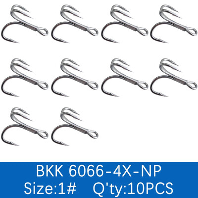 BKK 6066-4X-NP UltraAntirust Treble Hook BT663-UA trigubi kabliukai 1/0 - 8# kabliukas, skirtas žvejybai gėlame vandenyje