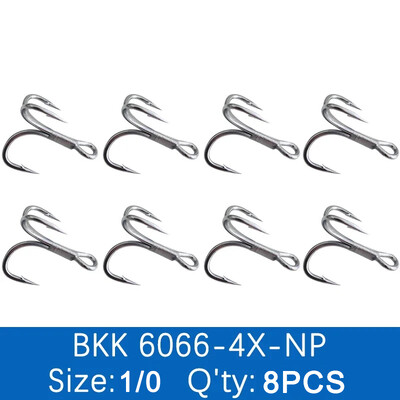 BKK 6066-4X-NP UltraAntirust Treble Hook BT663-UA trigubi kabliukai 1/0 - 8# kabliukas, skirtas žvejybai gėlame vandenyje