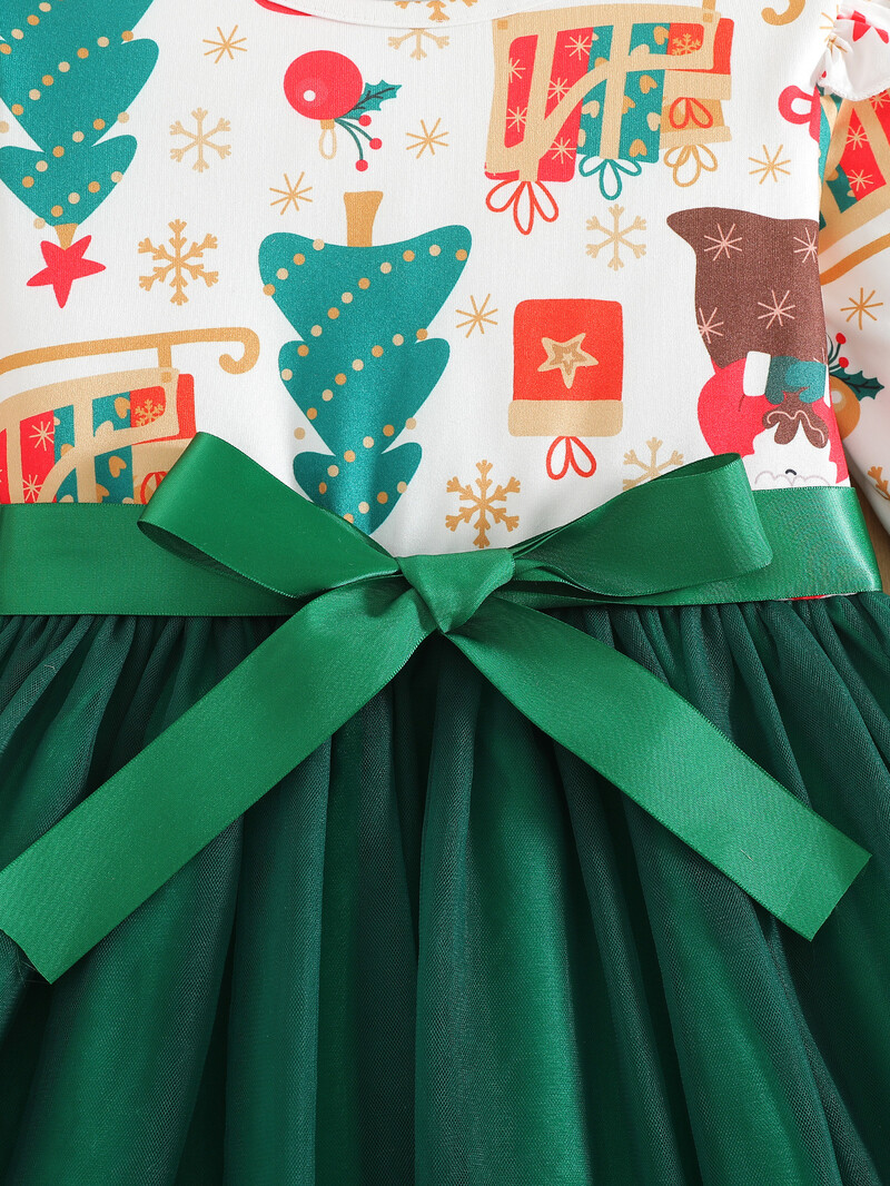 Kalėdiniai užsienio prekybos vaikiški rūbai mažiems ir vidutiniams vaikams, naujoms mergaitėms, dvigubas lankelis, Kalėdų šventinė dviejų dalių suknelė, madinga