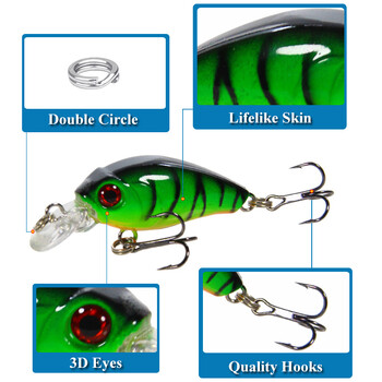 Crank Bait Fishing Lure Lure Parts Glide Bait Swimbait Rock Crank Σετ δολώματος 5 τμχ/Σετ 4,5cm/3,8g