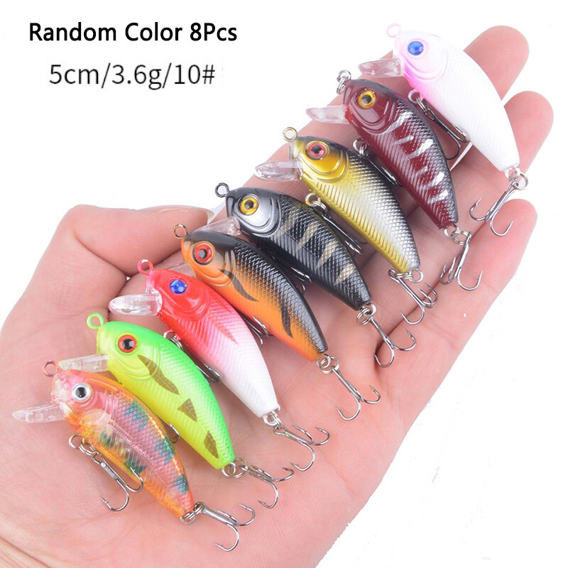 Crankbaits Set Jauktas krāsas Bait Fishing Lure Lot Minnow Vobleris Bass Swimbait Sea Swim Hard Lures Grimšanas piederumi pesca