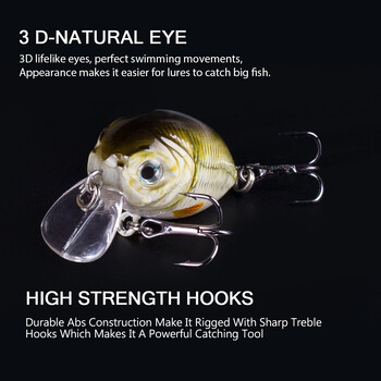 Mini Crank Bait 40mm 4g Floating Micro Wobbler Crankbait Noisy Fishing Lures For Freshwater Hard Artificial Minnow Bass Tackle