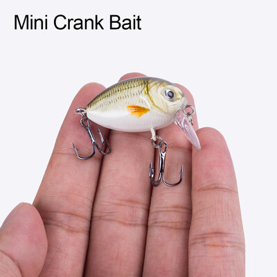 Mini Crank Bait 40mm 4g Lebegő Micro Wobbler Crankbait Zajos horgászcsalik édesvízi kemény mesterséges Minnow Bass Tackle-hez