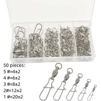 50 darabos nagysebességű gyűrűs csatlakozók horgászkiegészítők