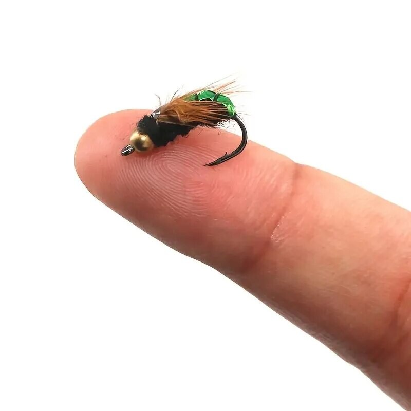 5/10 buc momeală artificială pentru pescuit pentru insecte, cu cap de mărgele din alamă cu scufundare rapidă Scud Fly Vierme Păstrăv Momeală