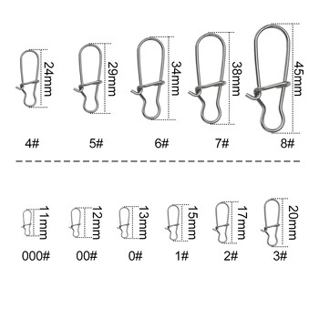 50 τμχ Fishing Swivel Connector Άγκιστρα γραμμής με κλιπ Κλείδωμα καραμπίνερ από ανοξείδωτο χάλυβα Fishing Fastener Snaps Tools