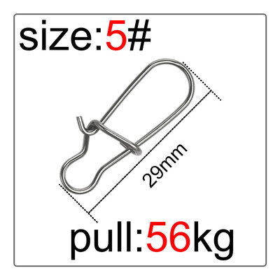50 db horgász forgatható csatlakozó horgok zsinór Clip Lock karabinerek rozsdamentes acél horgász rögzítő pattintható eszközök