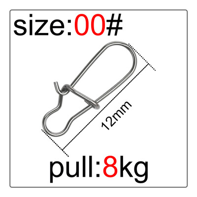 50 db horgász forgatható csatlakozó horgok zsinór Clip Lock karabinerek rozsdamentes acél horgász rögzítő pattintható eszközök