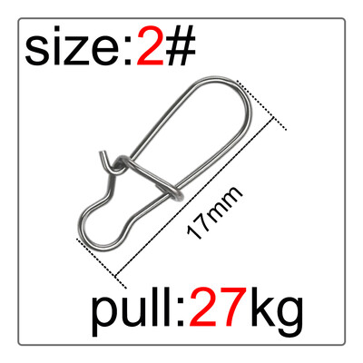 50 db horgász forgatható csatlakozó horgok zsinór Clip Lock karabinerek rozsdamentes acél horgász rögzítő pattintható eszközök