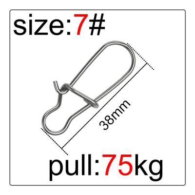 50 db horgász forgatható csatlakozó horgok zsinór Clip Lock karabinerek rozsdamentes acél horgász rögzítő pattintható eszközök