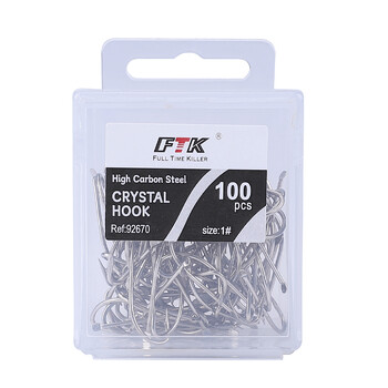 FTK 100pcs/ Box Long Shank Fishing Hook 1#-12# Fish Hooks High Carbon Steel Αιχμηρό αγκαθωτό δόλωμα Άγκιστρο πέστροφα Αγκίστρια ψαρέματος μπάσου