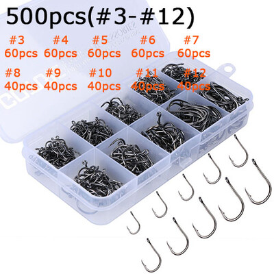 Goture 500tk/partii Püügikonksud #6 #7 #8 #9 #10 #11 #12 #13 #14 #15 Mageveepüügi Konksud karpkalapüügi tarbed