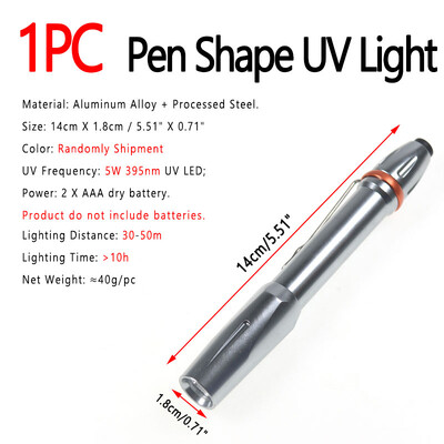 „Bimoo 9“ šviesos diodai, 21 šviesos diodai, rišantys muses UV spinduliuose kietėjantys žvejybos muselės dervos lempos rašiklio formos UV žibintuvėlis, aliuminio daugiafunkcinis UV lemputė