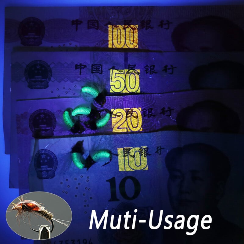 „Bimoo 9“ šviesos diodai, 21 šviesos diodai, rišantys muses UV spinduliuose kietėjantys žvejybos muselės dervos lempos rašiklio formos UV žibintuvėlis, aliuminio daugiafunkcinis UV lemputė