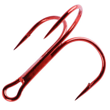 Θάλασσα. Yolo 10Pcs Fishing Hook 1#-12# Red Barbed Triple FISHHOOK Overstriking Fishing Tackle High Carbon Steel Treble Hook