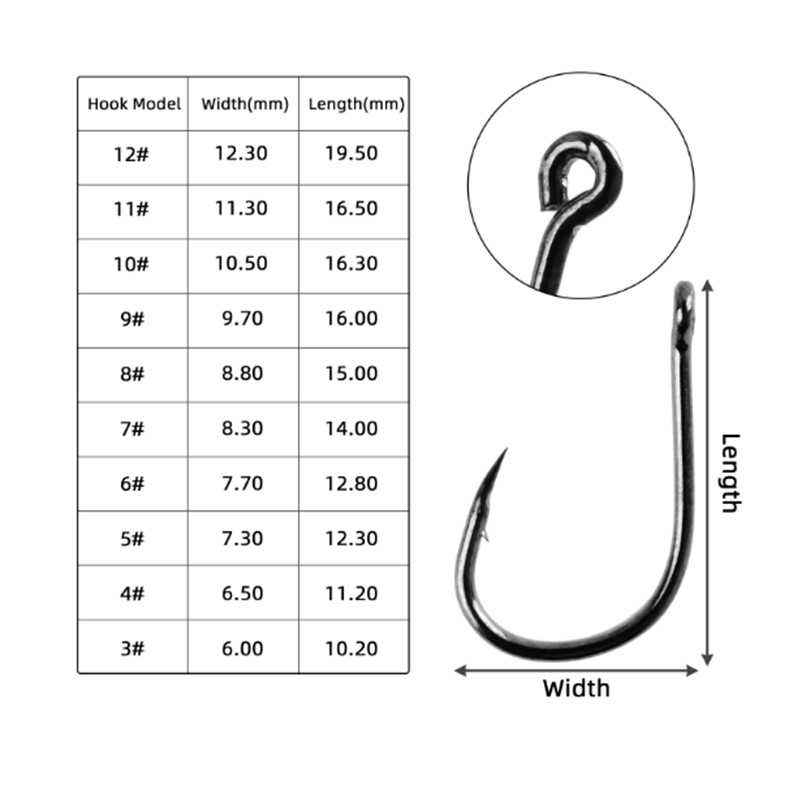 Sada 500 ks/krabica, 3#-12# 50 ks v každej sade rybárskych háčikov z vysoko uhlíkovej ocele s ostnatým hákom na rybolov v slanej vode a sladkej vode