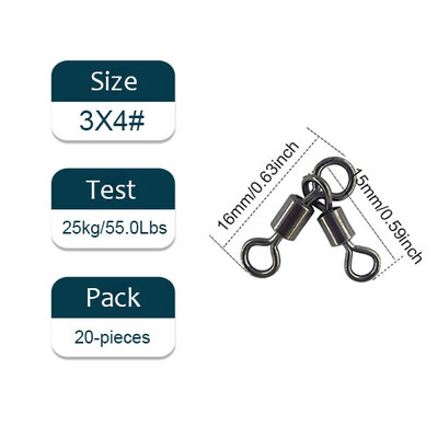 10/20 vienetų 3 krypčių žūklės pasukamas riedėjimo trikampis sujungimas sukamieji kabliukai Žvejybos jungtis Pesca Emerillon Peche