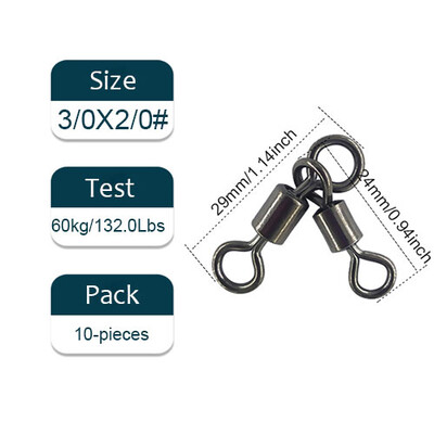 10/20 vienetų 3 krypčių žūklės pasukamas riedėjimo trikampis sujungimas sukamieji kabliukai Žvejybos jungtis Pesca Emerillon Peche