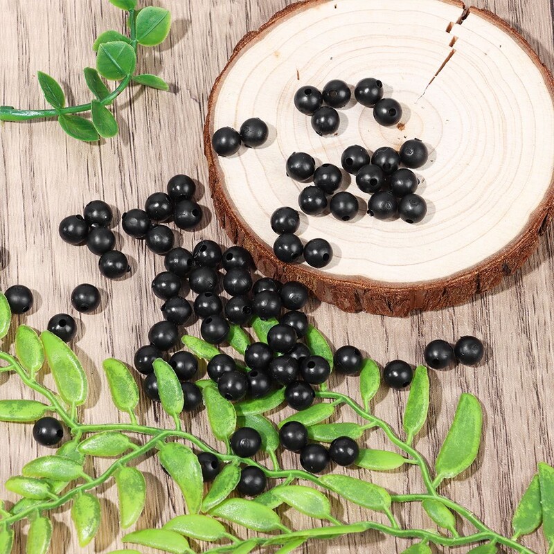 100 vnt Žvejybos karoliukai Space Stopper Juodas 3mm-12mm Apvalios Minkštos ir kietos pupelės Žvejybos masalai masalas Kabliukas Rig Tackle Priedai