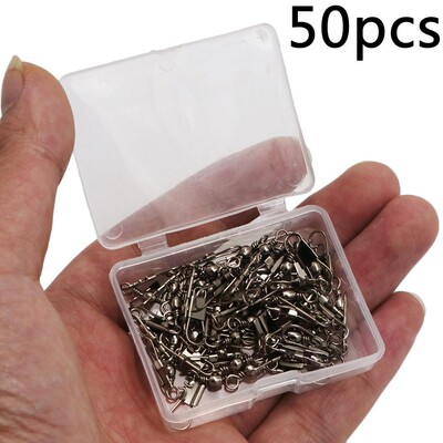 50/100 vnt./dėžutėje Nerūdijančio plieno sukamieji suktukai 4#6#8#10#12#14# su užsegamais karpių žvejybos reikmenimis.