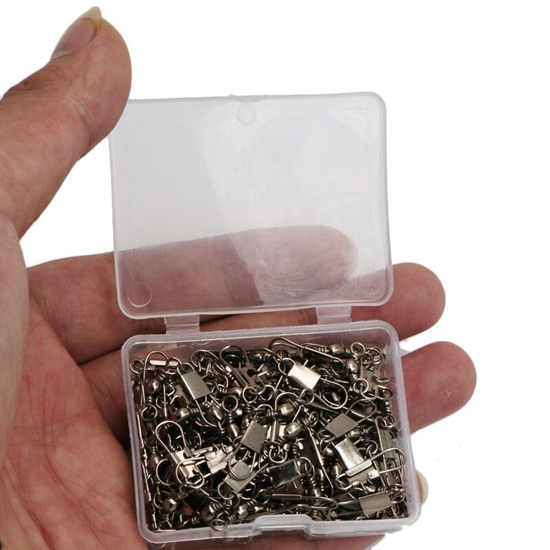 50/100 vnt./dėžutėje Nerūdijančio plieno sukamieji suktukai 4#6#8#10#12#14# su užsegamais karpių žvejybos reikmenimis.