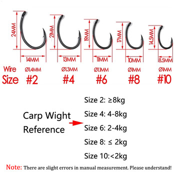 Bimoo 100pcs Yn High Carbon Steel Carp Hooks Matt Black with Barb Size 2 4 6 8 10 Europe Japan Carp Fishing Hook