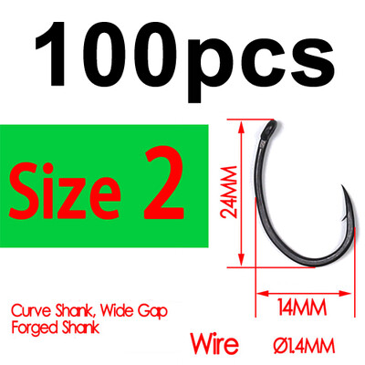 Bimoo 100db Yn High Carbon Steel pontyhorgok Matt fekete horggal, méret 2 4 6 8 10 Európa Japán pontyhorgász