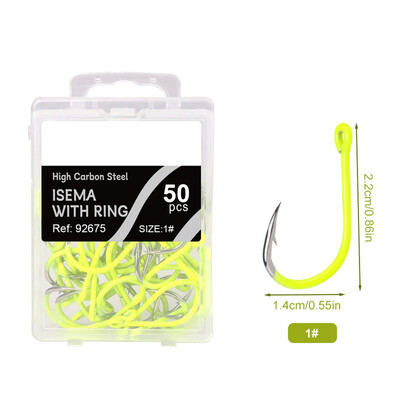 Iepakojuma saturs Barbed Sea Fishinhook Makšķerēšanas āķis Fluorescējoši makšķerēšanas āķi Fluorescējoši dzelteni Fluorescējoši dzelteni