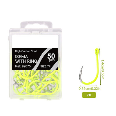 Iepakojuma saturs Barbed Sea Fishinhook Makšķerēšanas āķis Fluorescējoši makšķerēšanas āķi Fluorescējoši dzelteni Fluorescējoši dzelteni