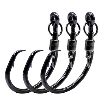 ZYZ 3pcs/Tag Circle Hooks With Swivel Ring 6/0# 7/0# 8/0# 9/0# 10/0# Αντιμπλεγμονώδεις γάντζοι θαλάσσιου ψαρέματος Fishhook Swivel Set Tackle