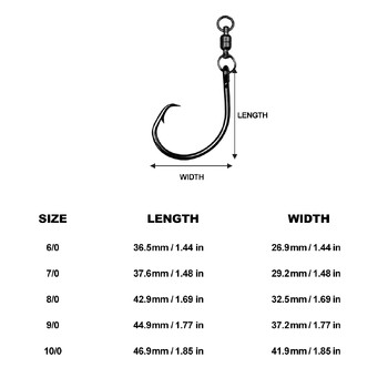 ZYZ 3pcs/Tag Circle Hooks With Swivel Ring 6/0# 7/0# 8/0# 9/0# 10/0# Αντιμπλεγμονώδεις γάντζοι θαλάσσιου ψαρέματος Fishhook Swivel Set Tackle