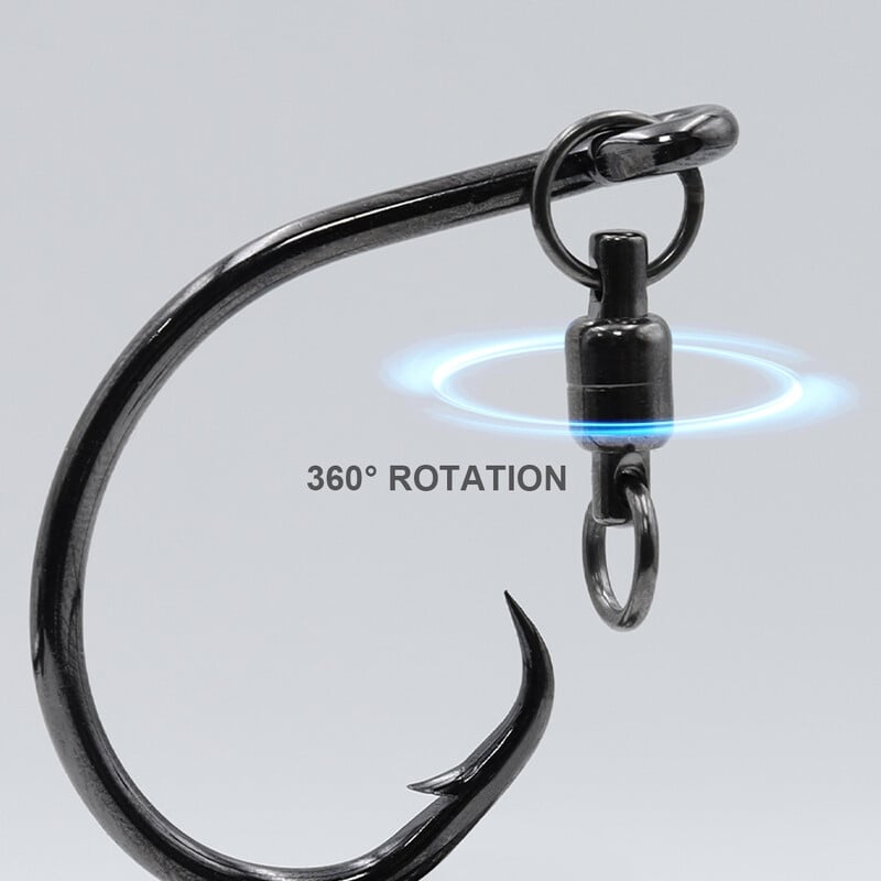 ZYZ 3 vnt. / Krepšelio apskritimo kabliukai su pasukamu žiedu 6/0# 7/0# 8/0# 9/0# 10/0# Neįsipainioję jūrinės žvejybos kabliukai.